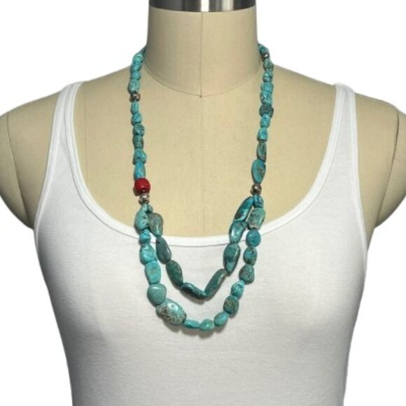 Genuine Raw/Nugget Turquoise Necklace - LNC - Picture 1 of 6